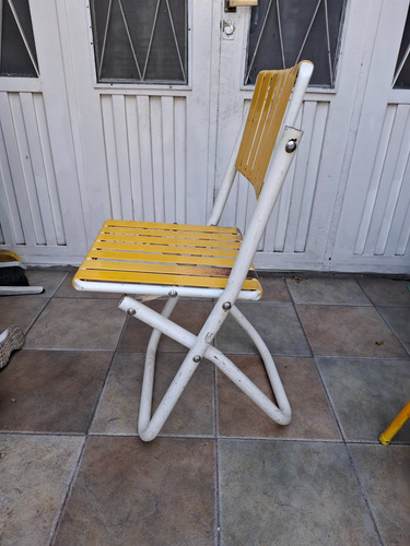 Reposera De Caño Y Pvc Retro Vintage Plegable Firme Amarillo
