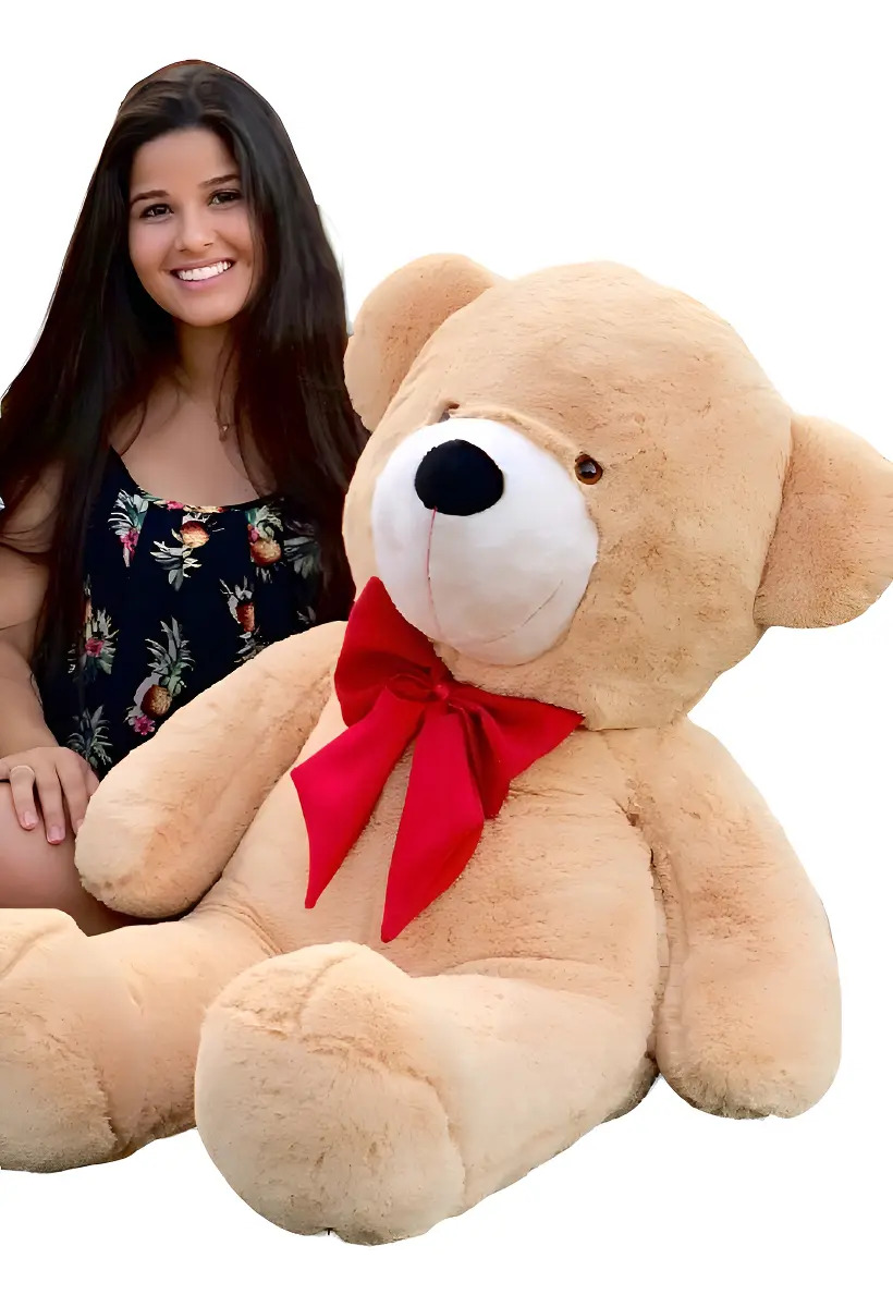 Urso De Pelúcia Teddy Gigante 90cm Com Laço Cores