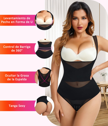 Beis Body Moldeador Control De Abdomen Tanga Busto Abierto