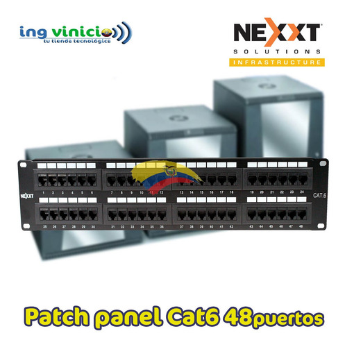 Patch Panel Nexxt Cat6 De 48 Puertos Para Rack 2ur Tipo 110