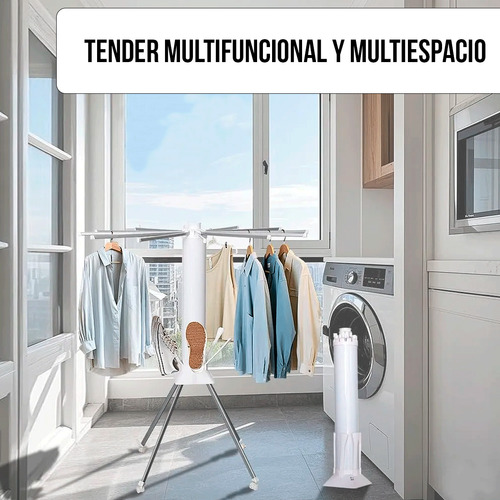Tendedero Ropa Zapatillas Retractil Vertical Tender Ruedas Blanco