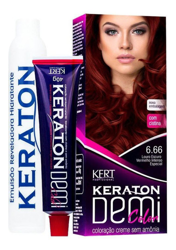 Keraton Demi Color 6.66 Louro Escuro Vermelho Intenso Espec Tom 6.66 loiro escuro vermelho intenso