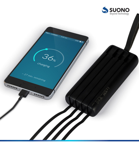 Power Bank Suono Cargador Portátil 20000 Mah Snac-2000 Color Negro