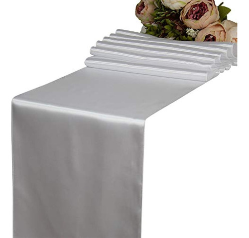 Welmatch White Satin Table Runners 5 Piezas Wedding Banquet 