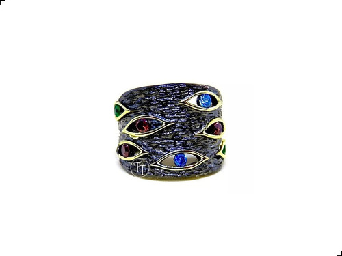 Anillo Black Gold Filled 14k Eyes