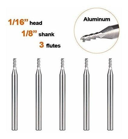 Fresas Cnc 1/8 Para Aluminio 1/16 Diam. Corte 3 Flautas