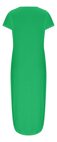 Vestido Largo De Playa Con Cuello En V Y Manga Corta De Vera