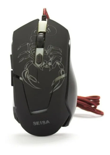 Mouse Gamer Retroiluminado Seisa Usb 3200dpi 6 Botones Rgb Color Negro