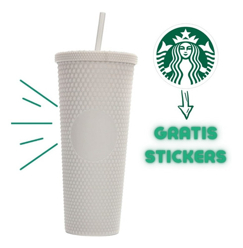 Vaso Tipo Starbucks Doble Pared 24oz Tapa Popote