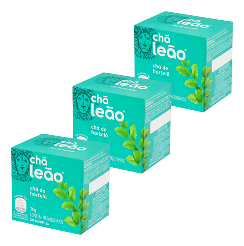 Cha Hortela Leao 10 Sahes Kit Com 3 Caixas