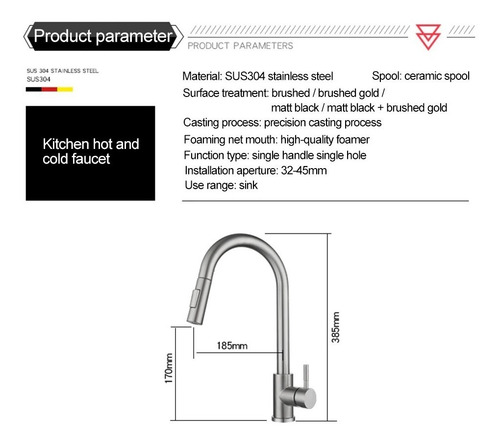 Llave Monomando Lavaplatos De Acero Inox Con Control Táctil
