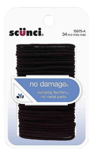 Scunci Elasticos Para El Cabello Sin Danos, S, Color Negro,