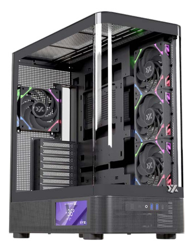 Gabinete Xyz Quantum Pro 4 Fans Controler Curved 2d Glass Usb C Digital Screen Black