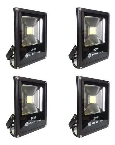 Pack X 4 Reflector Led Blanco 20w Bajo Consumo Exterior 