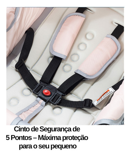 Carrinho De Bebê Passeio Reversível 15kg Compacto E Leve Cor Rosa Menina Chassi Preto