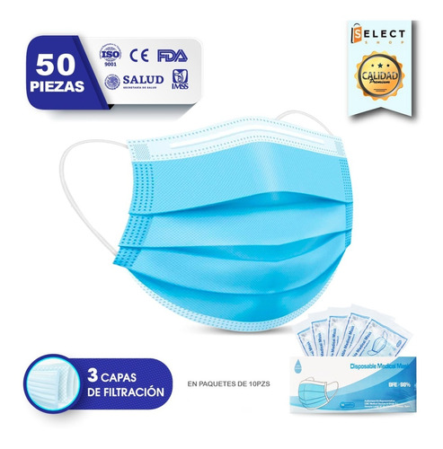 Tapabocas 50 Pzs Cubrebocas Termosellado Mascarilla Tricapa