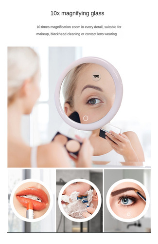 Para Espejo De Aumento 10x Con Luz Espejo De Maquillaje Con