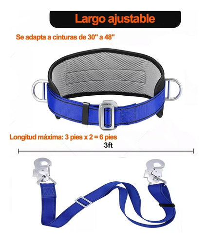Cinturón De Seguridad Contra Caídas Para Liniero Certificado Xl Azul
