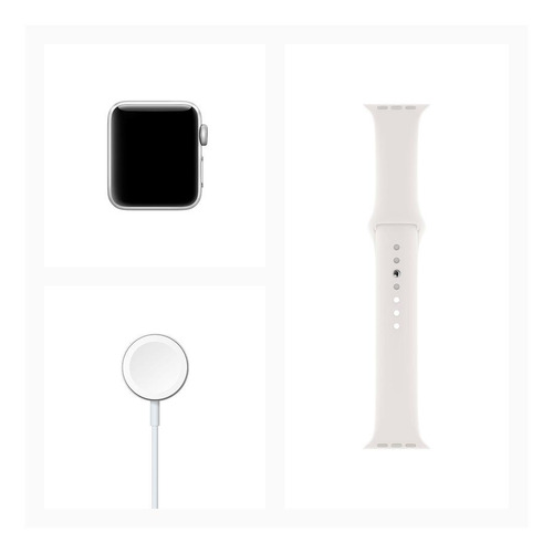Imagen 6 de 6 de Apple Watch Series 3 (GPS) - Caja de aluminio plata de 38 mm - Correa deportiva blanco