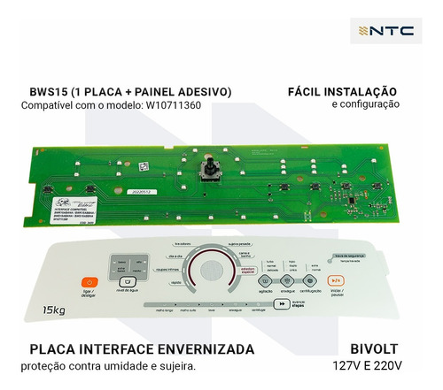 Placa Interface Lavadora Bwk15 W10711360 Original