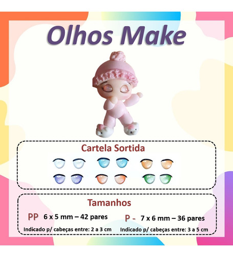 Imagem 6 de 10 de Cartela De Olhos Resinados Para Biscuit Vários Modelos -pp E