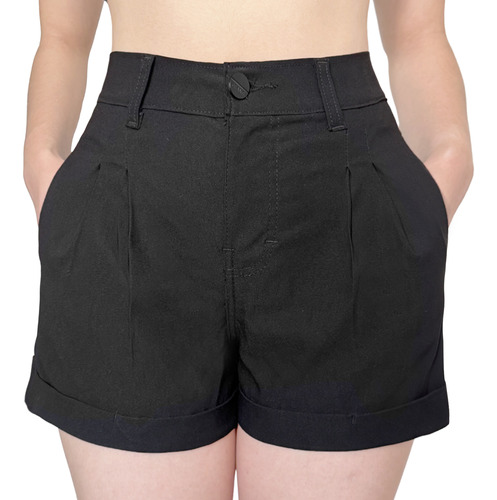 Short Mujer Bolsillo Oblicuo Talle Alto Stretch