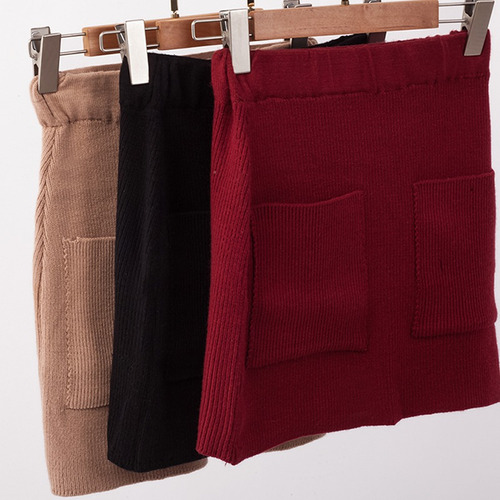 Minifalda De Punto De Mujer Bolsillos Acanalados Slim Solid 