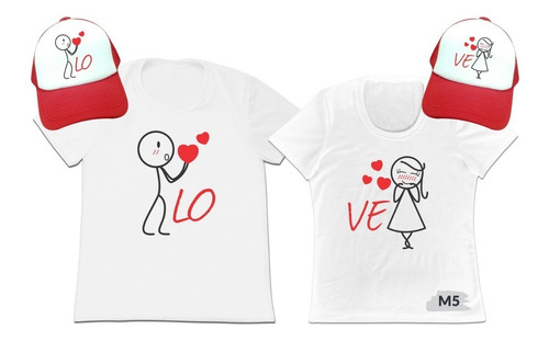 Camiseta Mas Gorra Set 2 Pajeras Enamorados Novios Esposos