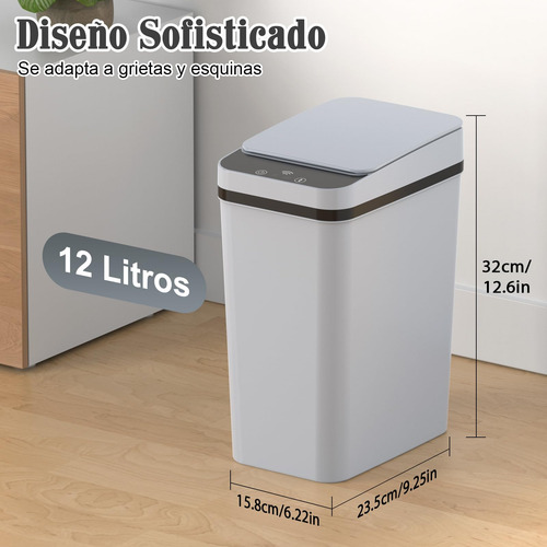 Cubo De Basura Automático Con Sensor, 12l Cubo De Basura
