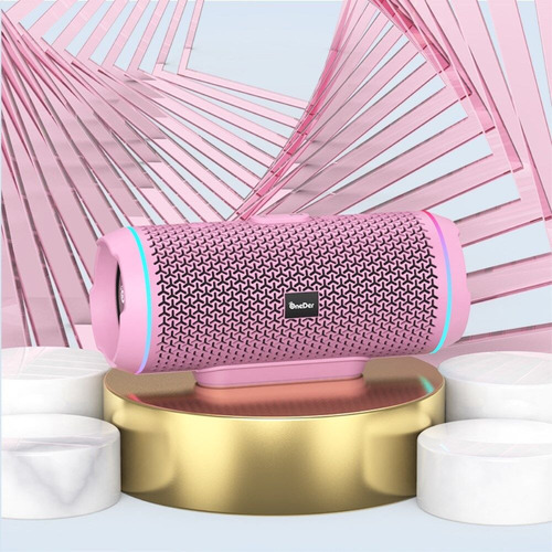 Bocina Bluetooth Autonomía 5 Horas Led A Prueba De Agua Rosa
