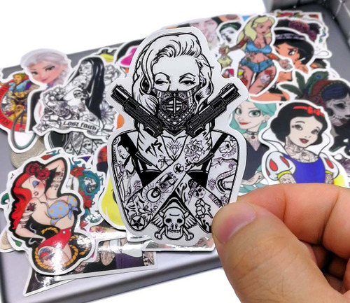 Stickers Bad Girl 50 Unidades Tattoo, Niñas Mujer