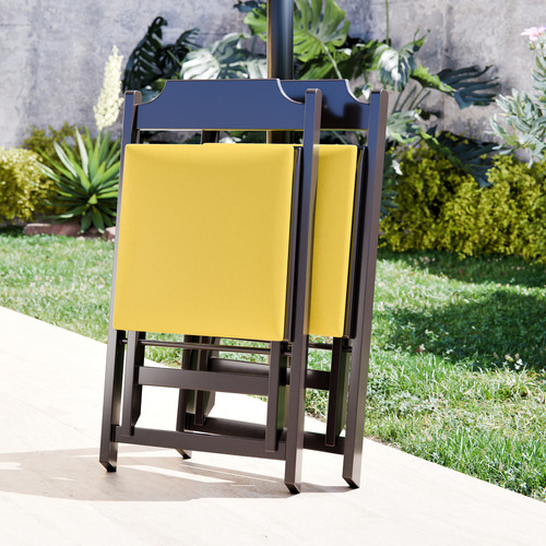 Conjunto Jogo de Jantar Mesa Retangular 120x70 E com 4 Cadeiras Rofemar Moveis Cor Amarelo