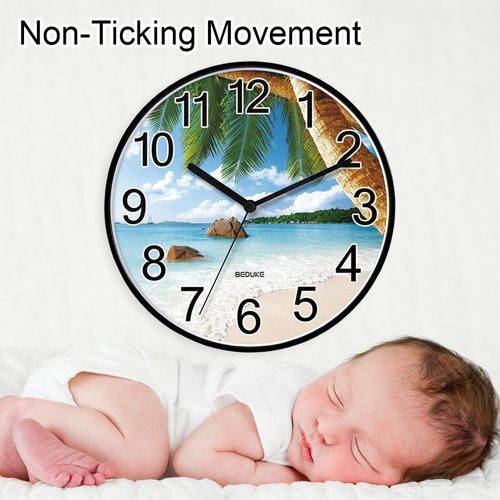 Reloj De Pared Sin Tictac, Gran Número, Costero, Playa, Func