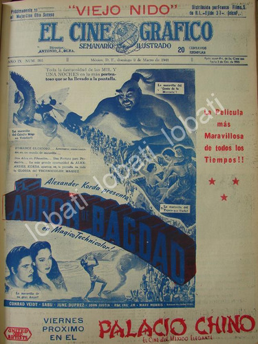 Cartel Retro S De La Pelicula El Ladron De Bagdad 1941 /n65