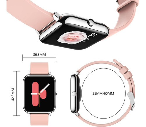 Salandens Smartwatch, Reloj Inteligente Mujer Y Hombre Blanco Liso Rosa/negro Plateado