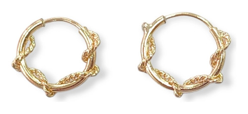 Aretes Candongas De Bebé 1 Cm Oro Laminado 18k  Aros + Caja