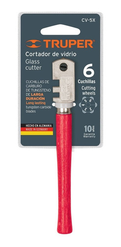 Cortador De Vidrio, 5', Cabeza Con 6 Cuchillas Truper 12954