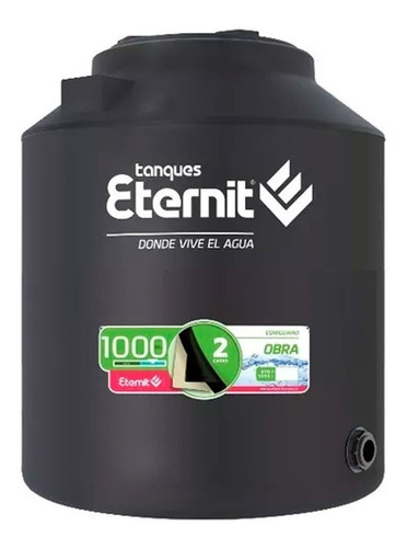 Imagen 1 de 1 de Tanque de agua Eternit Estándar bicapa vertical polietileno 1000L negro de 137 cm x 105 cm