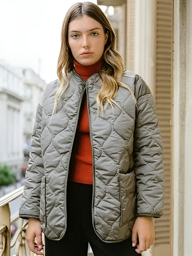 Campera Puffer Over Matelaseada Rombos. Moda Mujer. Oferta