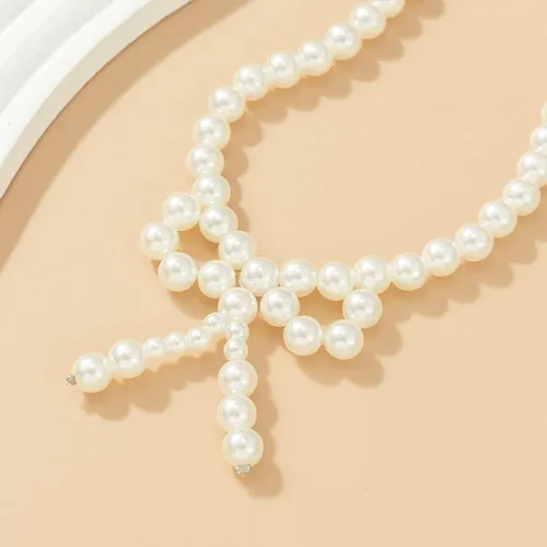 Collar De Perlas Con Lazo Bohemio, Gargantilla Con Cuentas Y