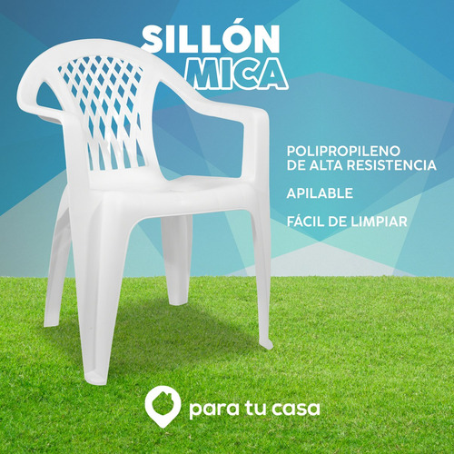 Imagen 5 de 11 de Sillón X 4 Plástico Jardín Apilable Reforzado Mica Quality