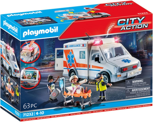 Playmobil Ambulancia Desmontable Luz Sonido +63pcs 71232 Ambulancia