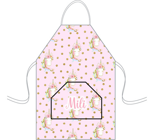 Delantal Cocina Mediano Para Niños Mini Chef Personalizado Unicornio 1 Personalizado
