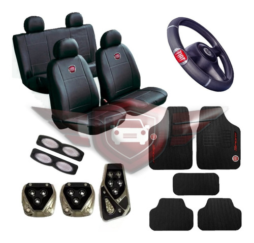 Kit Capas Couro Tapetes Volante Fiat Marea Hlx 1998 + Brinde