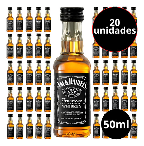 20 Mini Whisky Jack Daniel`s Tenesse Plástico Casamento