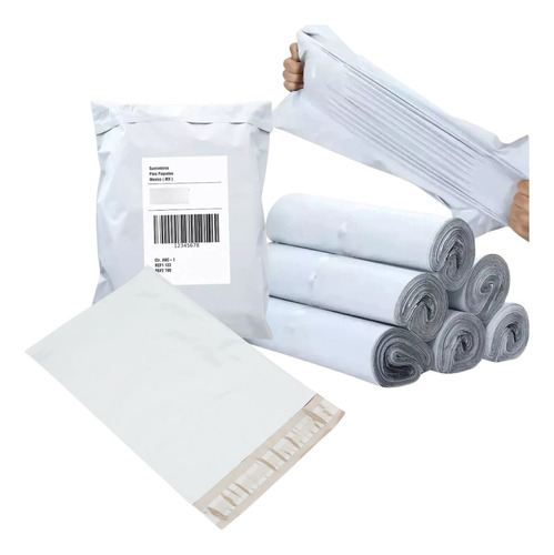 100 Bolsas Sobres De Plastico Para Paqueteria 30*45 Color Blanco