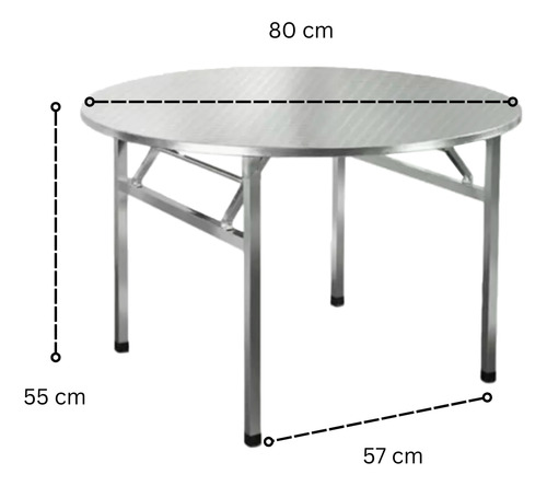 Mesa Circular Plegable Komfort De Acero Inoxidable
