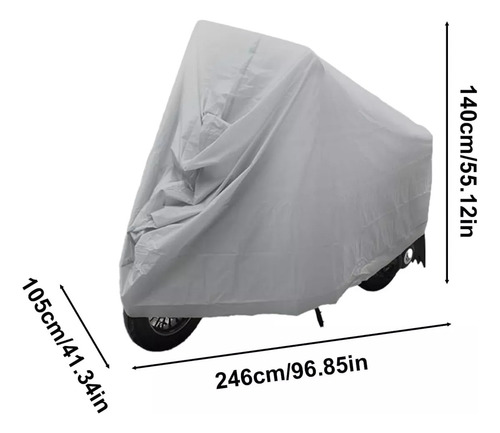 Funda Cubierta Impermeable Xl Cubre Moto Vehículo Anti Uv Gris
