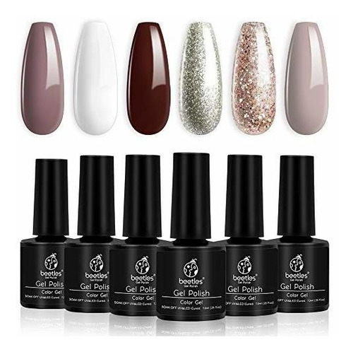 Esmalte Para Uñas En Gel De 7.5 Ml Borgoña Dorado Nude 6 Pz