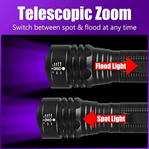 Linterna Led Uv De 395 Nm Con Minilinterna Con Zoom Y Clip P